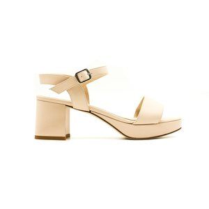 Made In Italy Genuine Leather Block Heel Sandal
